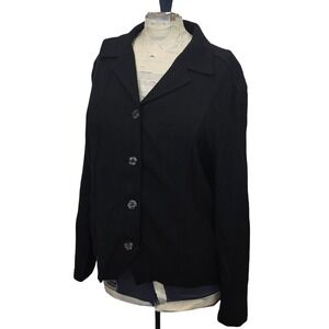 Vtg Maren Black Blazer Womens 10 Made in USA Rayon Wool 90s Minimalist Dark Goth